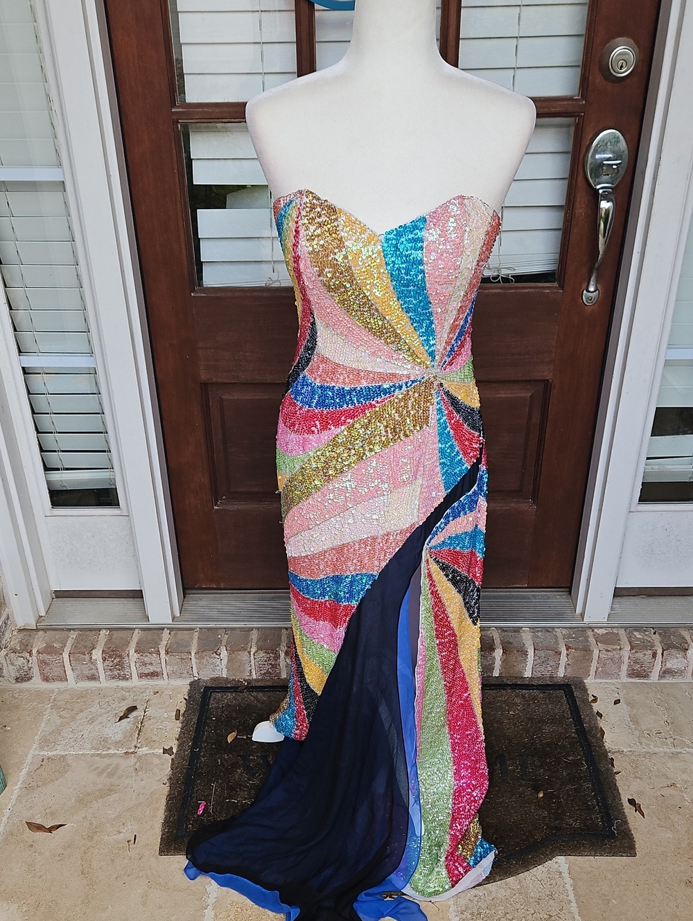 Xtreme  By Impression Vintage Strapless Multicolor Sequins Evening Gown